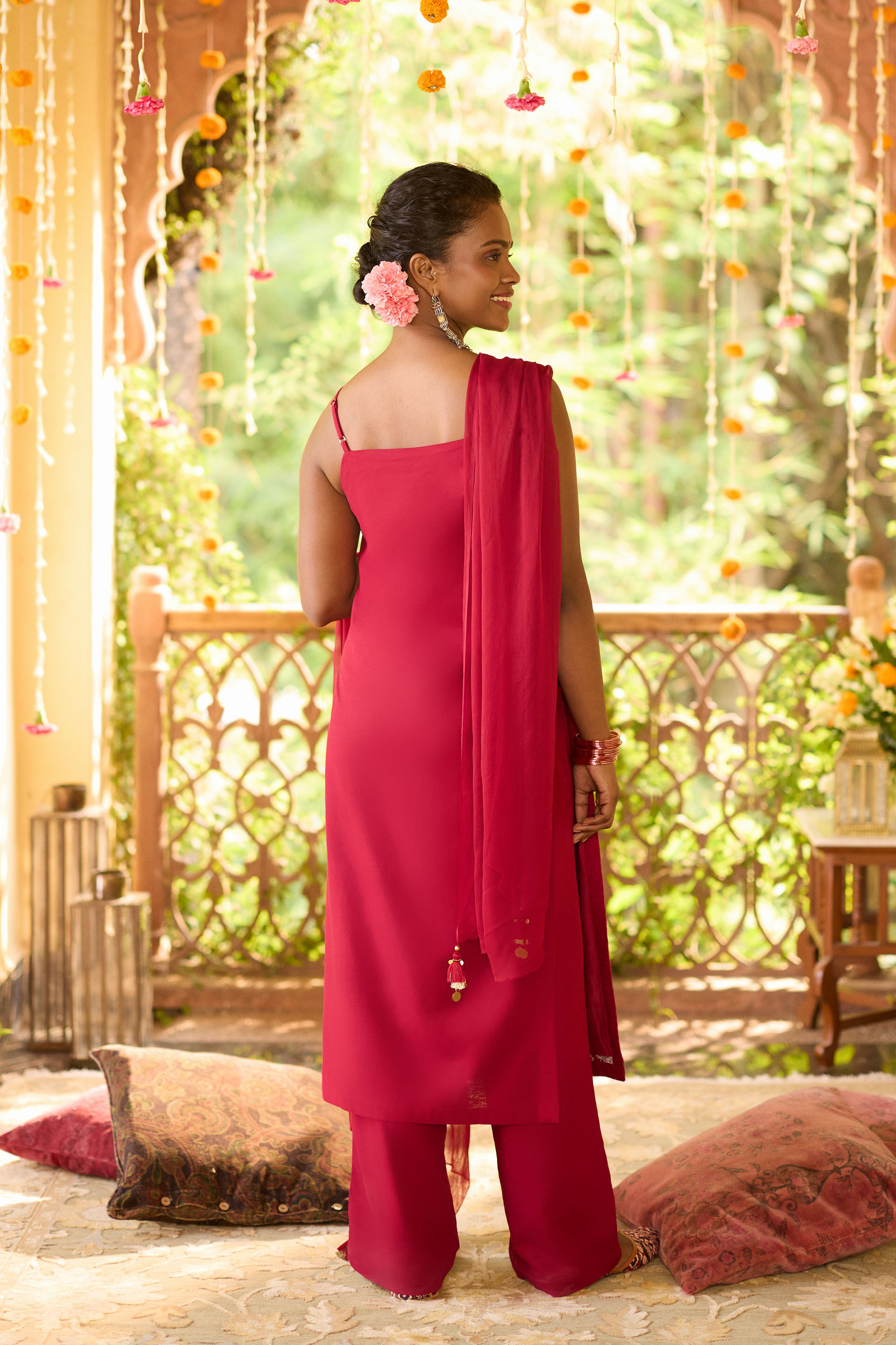 Lush Lal Kurta Set, Red, image 3